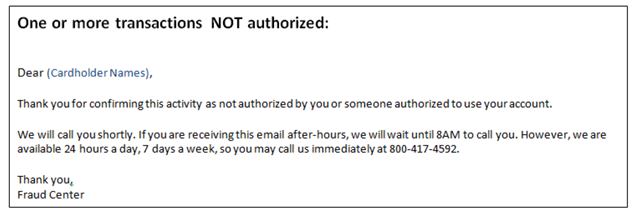 Fraud email example